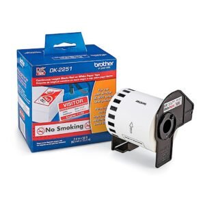 Etiqueta Brother para Impressora Térmica Preto e Vermelho Sobre Branco - DK2251