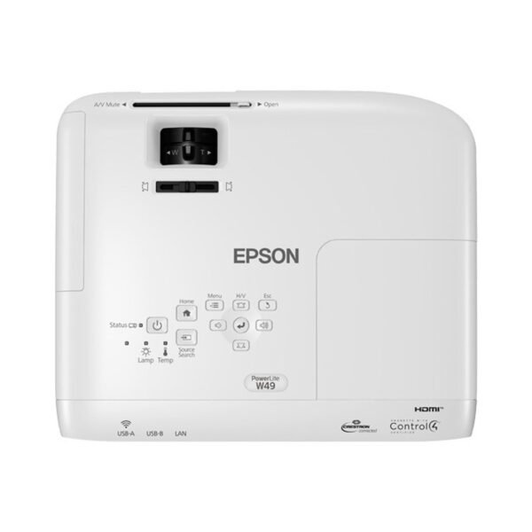 Projetor Epson PowerLite W49 3800 Lúmens WXGA HDMI USB RJ45 - V11H983020 - Image 3